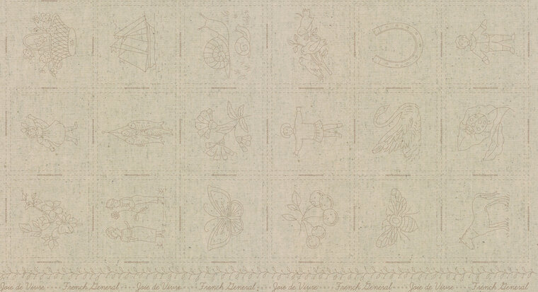 Joie de Vivre Stone Linen Broderie Panel 13989-12L