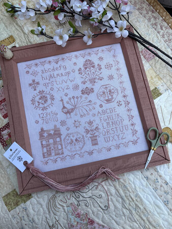 Pink Peacock Sampler - Pansy Patch Quilts and Stitchery