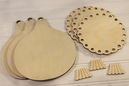 Wooden Ornament Trio - Cherry Blossoms